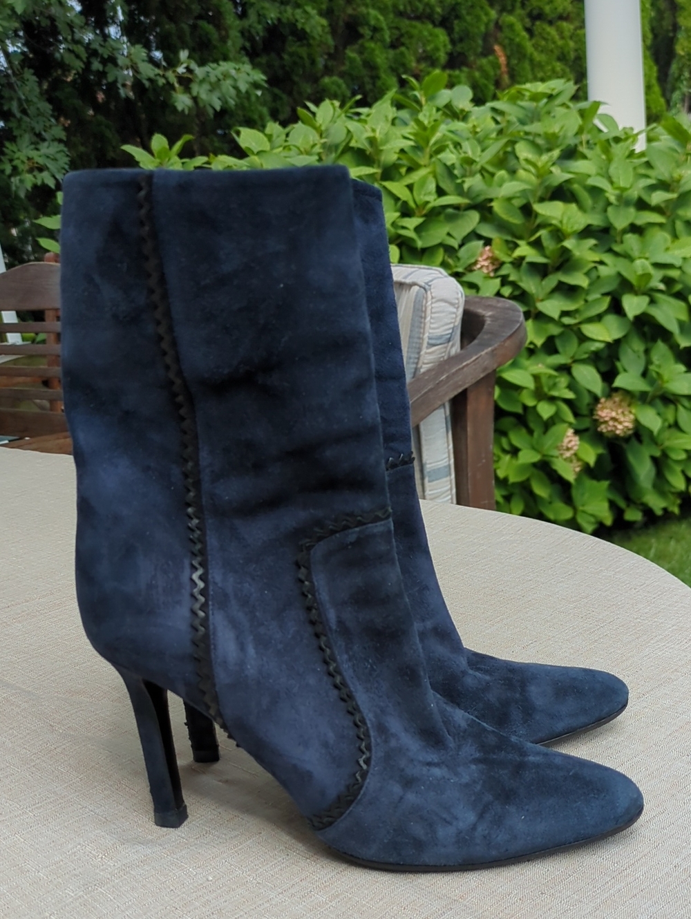 Alia Navy Suede High-Heel Ankle Boots